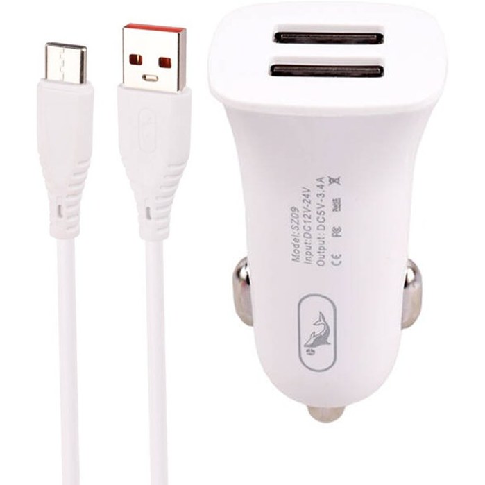 lMZ1RkG4Uv6BDF83 شارژر فندکی با کابل Type c 15w اسکای دلفین SZ09T - Image 1